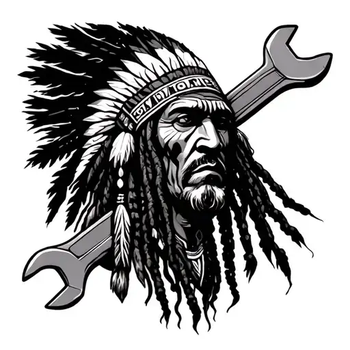 Dread Native American Holding Wrench