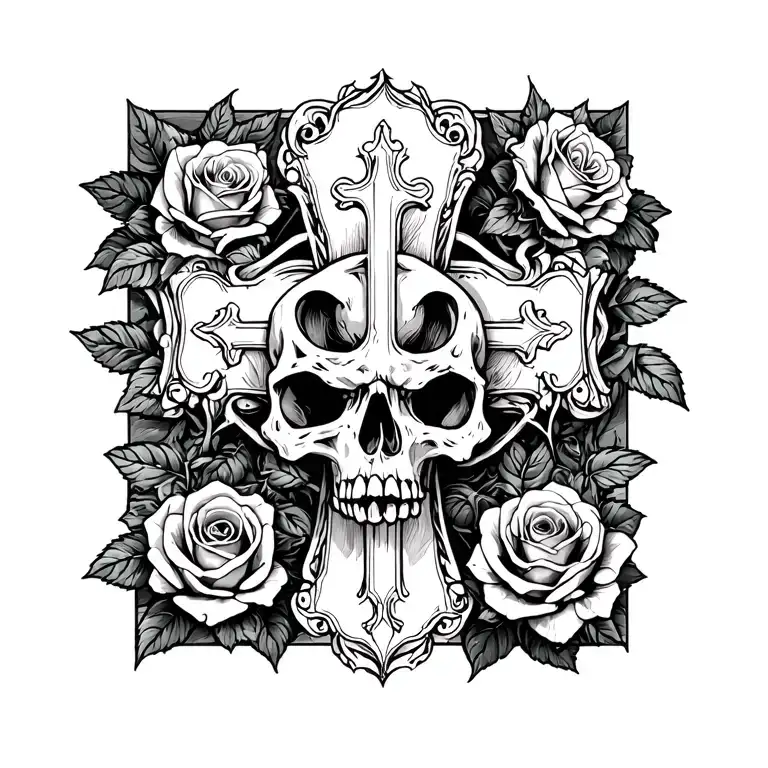 Cross And Dead Roses