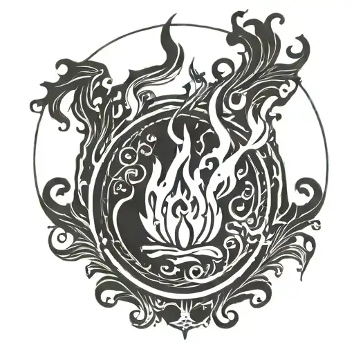 Small Flame Contained Within A Black Circle