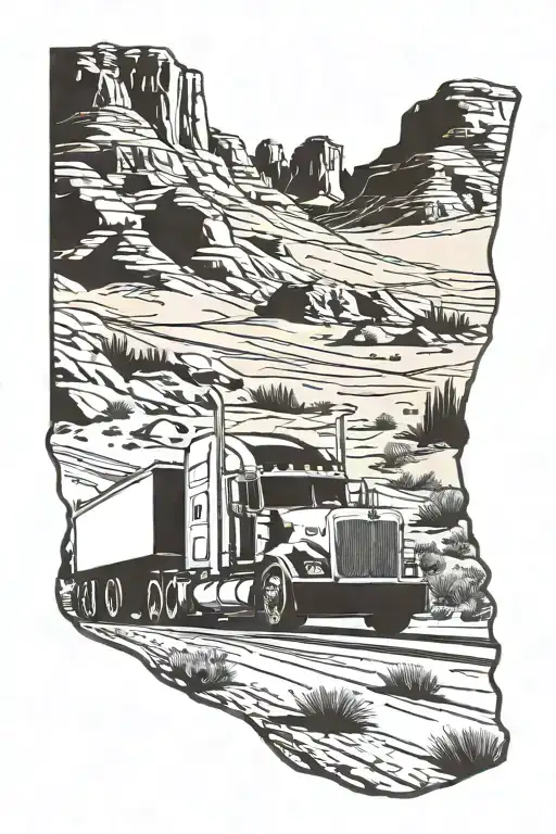 Peterbilt Truck Driving Through A Desert Landscape