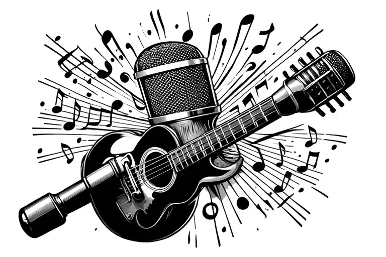 Microphone Surrounded By Musical