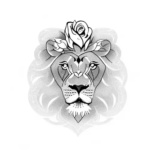 Lion With Rose