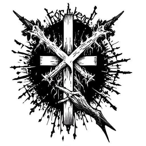 Cross With The Words Forsaken Under