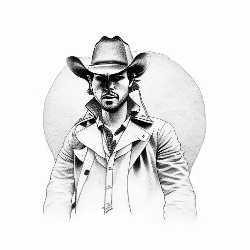 Trench Coat Cowboy With Cigarette