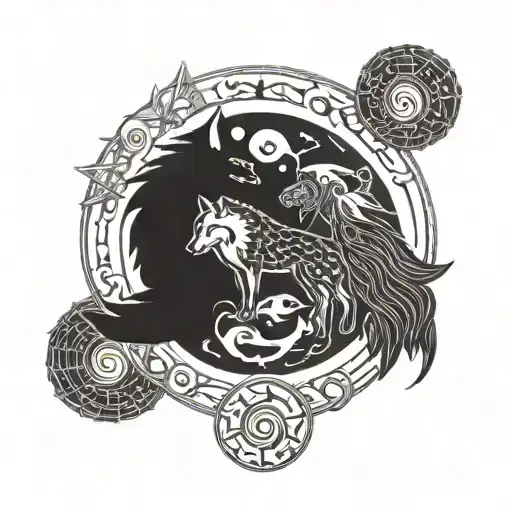 Hati Y Skoll Nordic Wolves Ying Yang