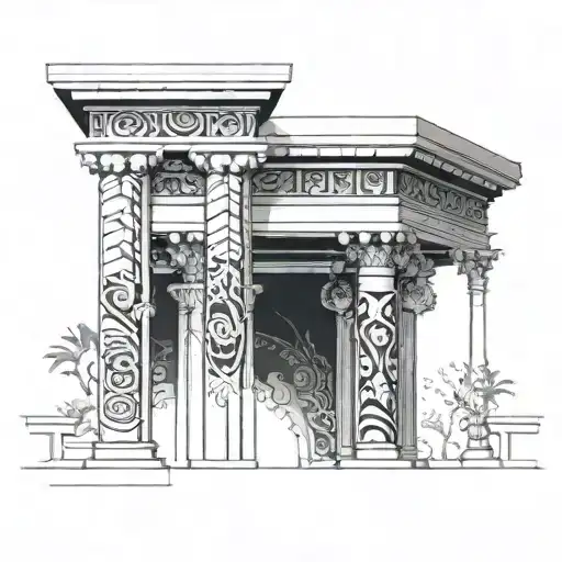 Incorporate Architectural Elements Like Columns Or Arches Into A Tribal Design