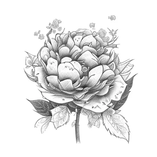 Hydrangea And Peony And Cat