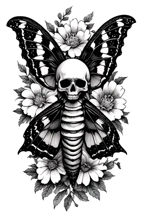 Death Moth With Flowers