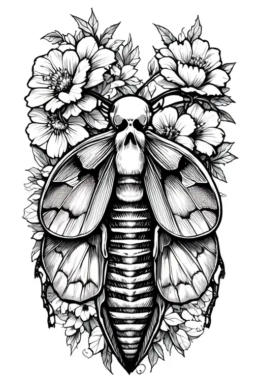 Death Moth With Flowers