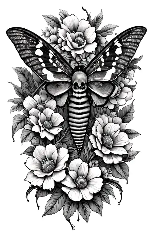 Death Moth With Flowers