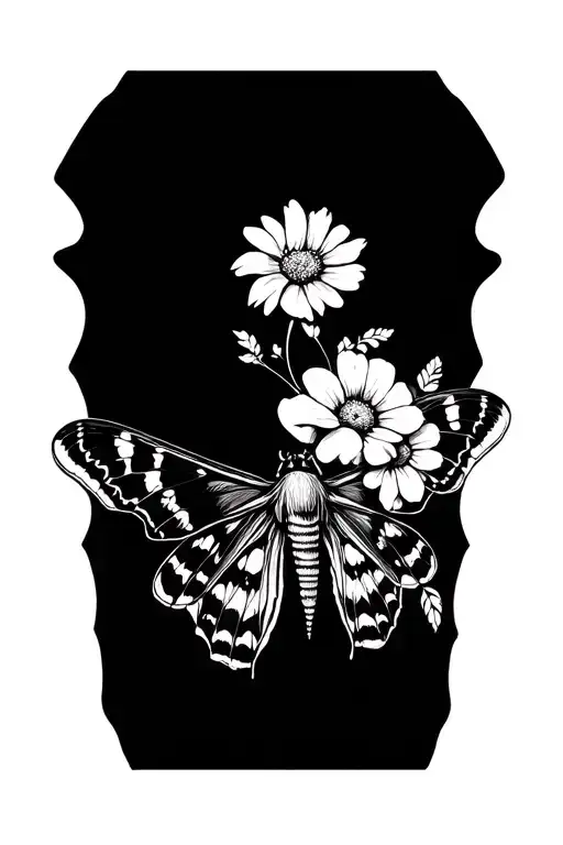 Death Moth With Flowers