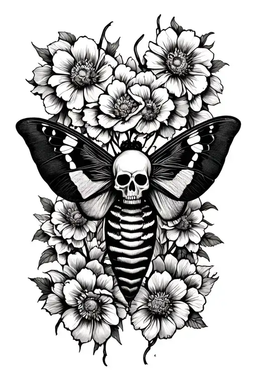 Death Moth With Flowers