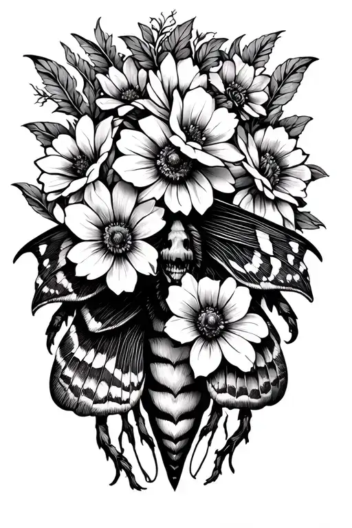 Death Moth With Flowers