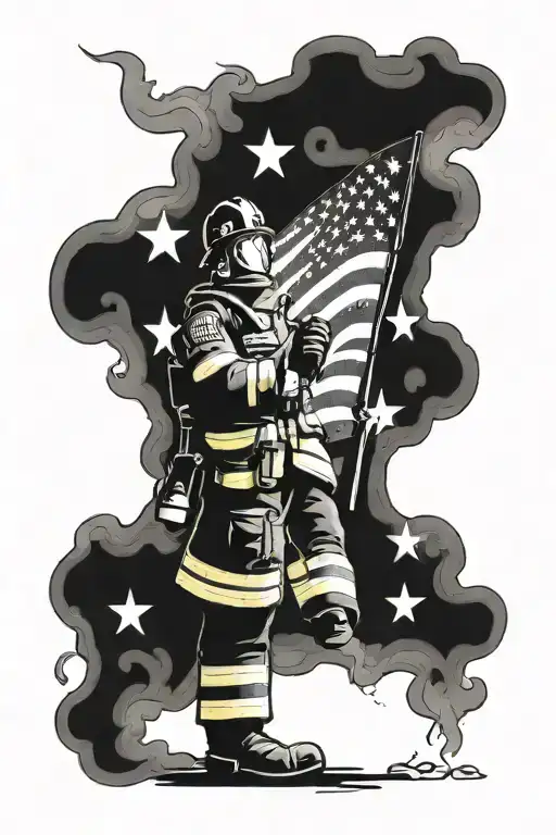 Firefighter Emt Smoke American Flag