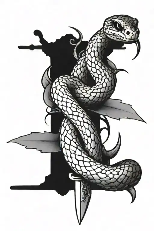 Snake Wrapped Around Knife