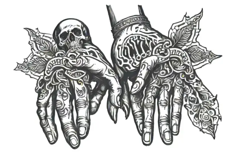 Hands Touching Each Other With One Finger And The Phrase Memento Mori
