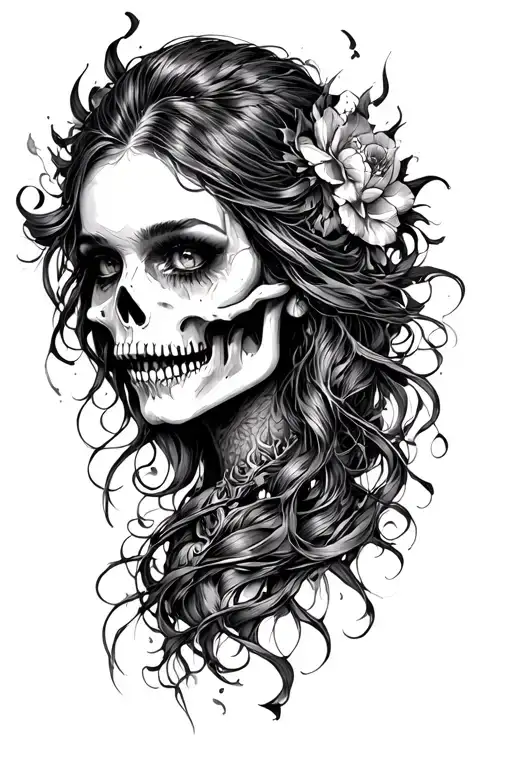 Death Demons And Beautiful Woman Face