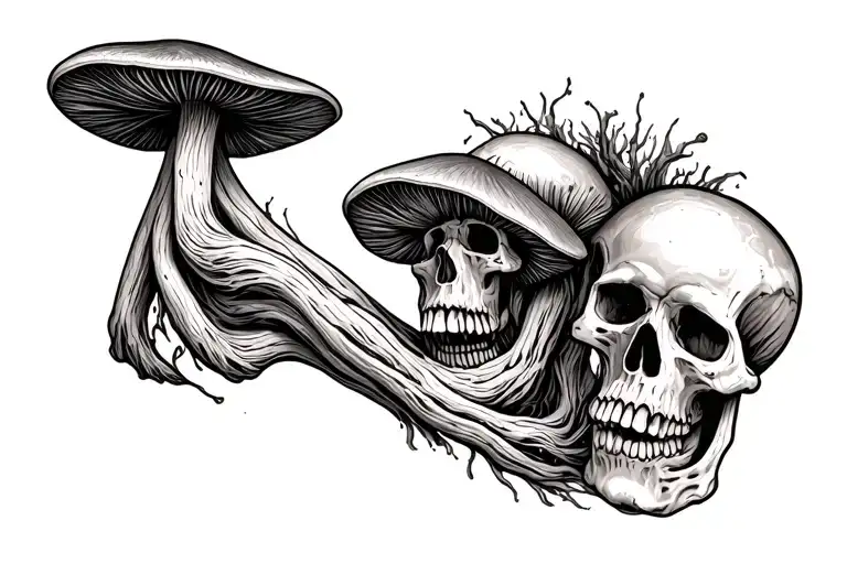 Long Skinny Magic Mushrooms With Skulls And Epic Colours