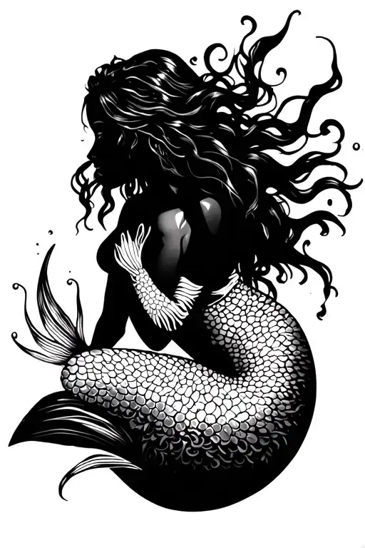 Mermaid Silhouette Sitting