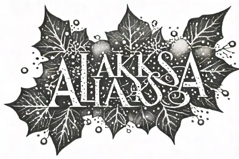 The Word Alaksa With Snow Falling On It