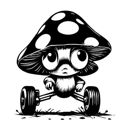 A Mushroom With Training Wheels And Sassy Eyes Looking