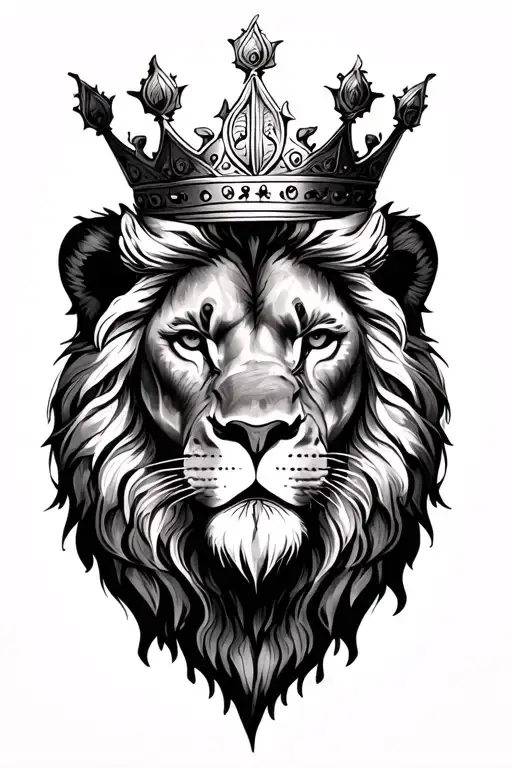 Crowned Lion Head With Watercolor