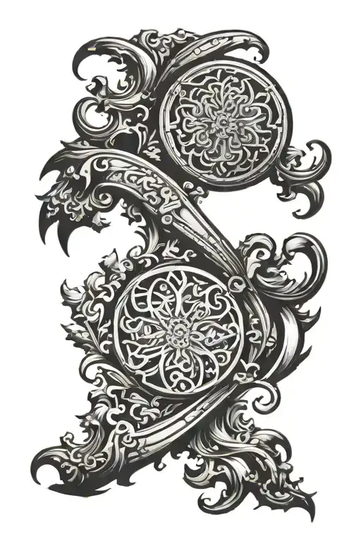 Medieval Shoulder Engraving Tattoo Design