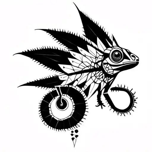 Geometric Tattoo Of A Cameleon