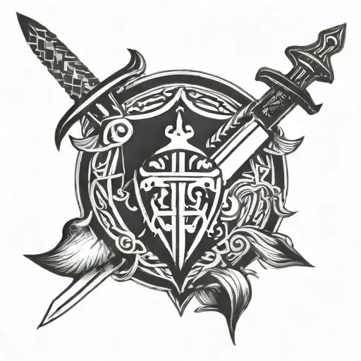 Sword And Shield In Round Design