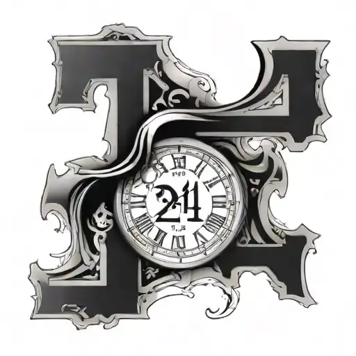 Roman Numeral Tattoo Design With Number 24