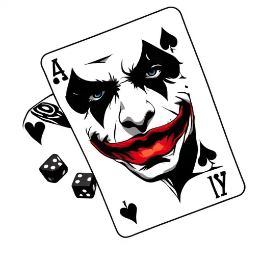 Joker With 4 Aces And Dices