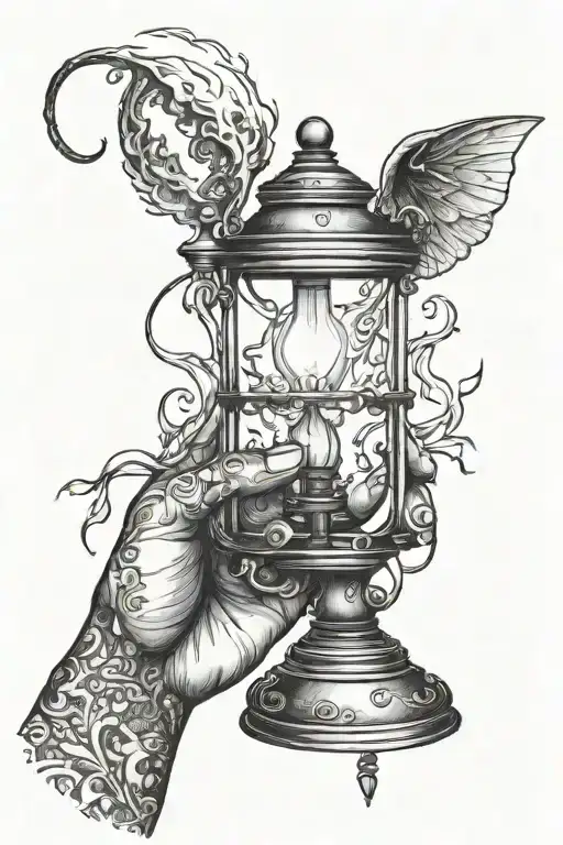 Lamp Fight Hand With Mouse And Pencil Drawing