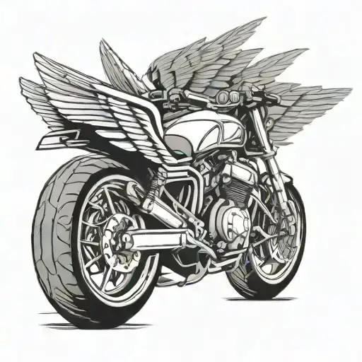 Racing Motorcycle With Wings Flying