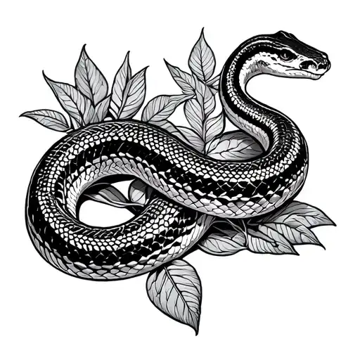 Illustrative Boa Constrictor With Foliage