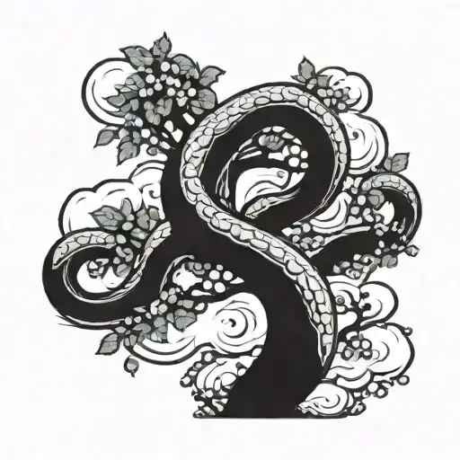 Serpent Wrapped Around An Apple Tree And Being Choked By A Hand Coming Down From The Clouds