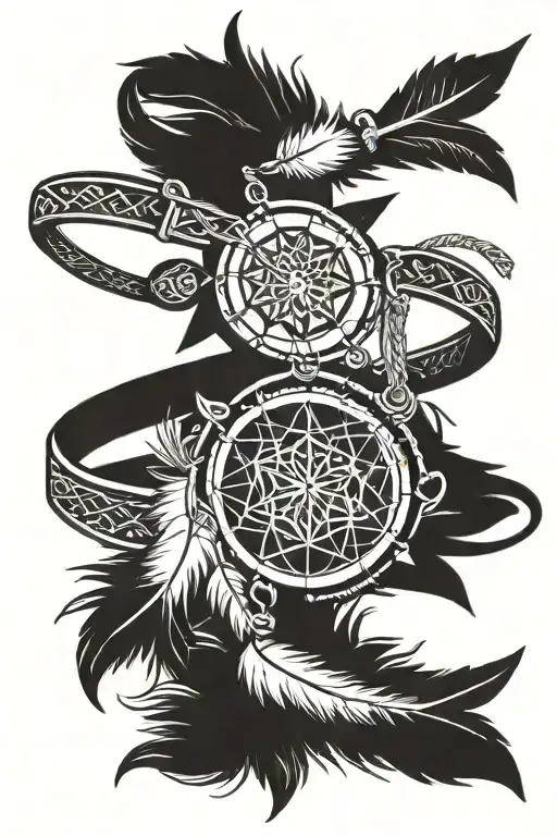 Arrow Bangle Bracelet And Dreamcatcher Pendant