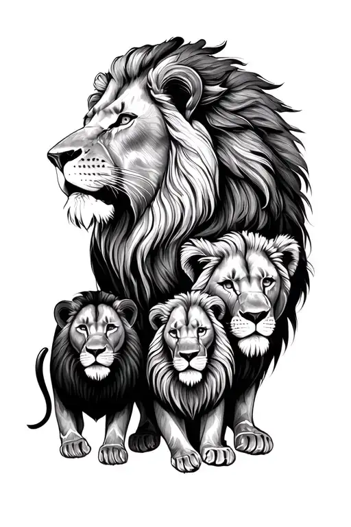 Lion Family Of 5