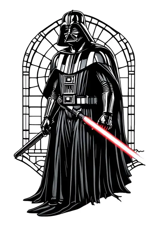 Darth Vader Stained Glass With Lightsaber