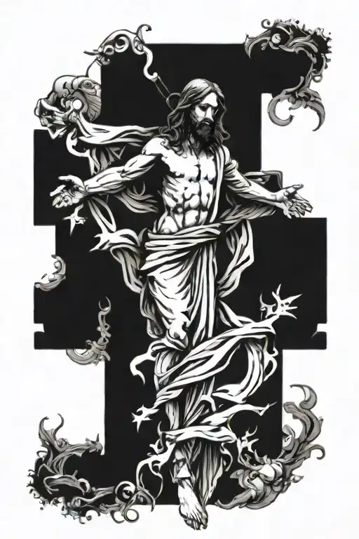 Jesus Christ Surrounded By Symbols