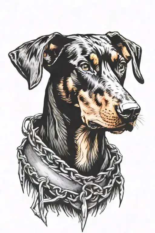 Doberman With Barbed Collar