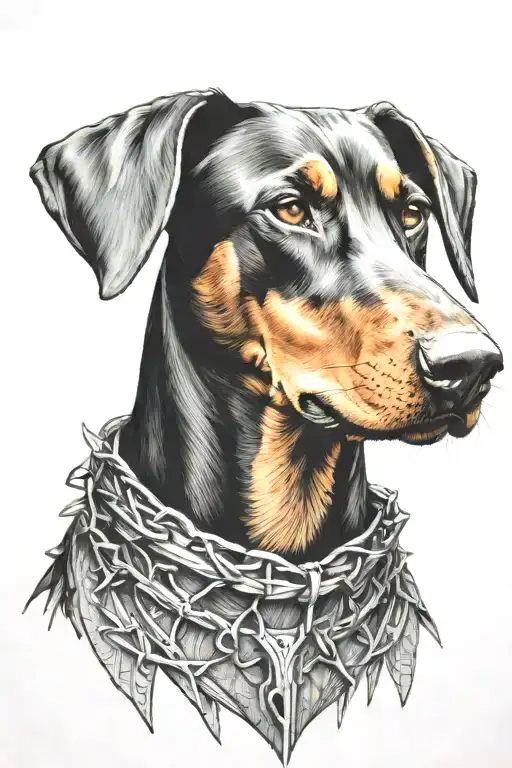Doberman With Barbed Collar