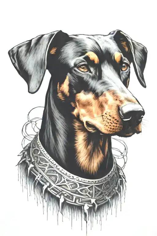 Doberman With Barbed Collar