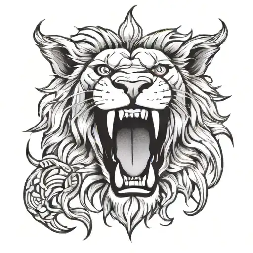 Man Inside Lions Mouth Open
