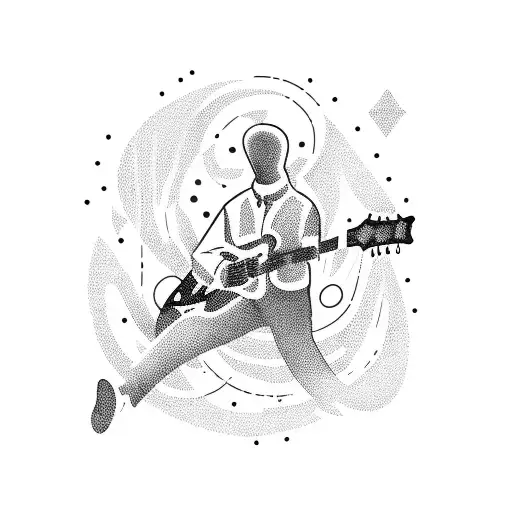 A Silhouette Of A Guitarist Surrounded By A Cosmic Background