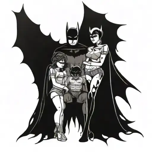 Batman Family Mom Dad 3 Daughters And Son