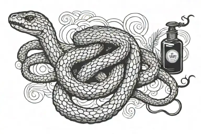 Snake With Black Ink Bottle