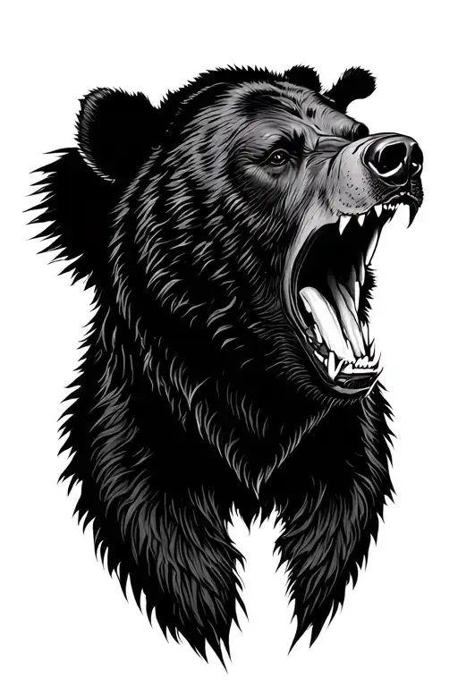 Hyper Realistic Black Bear Head Roaring