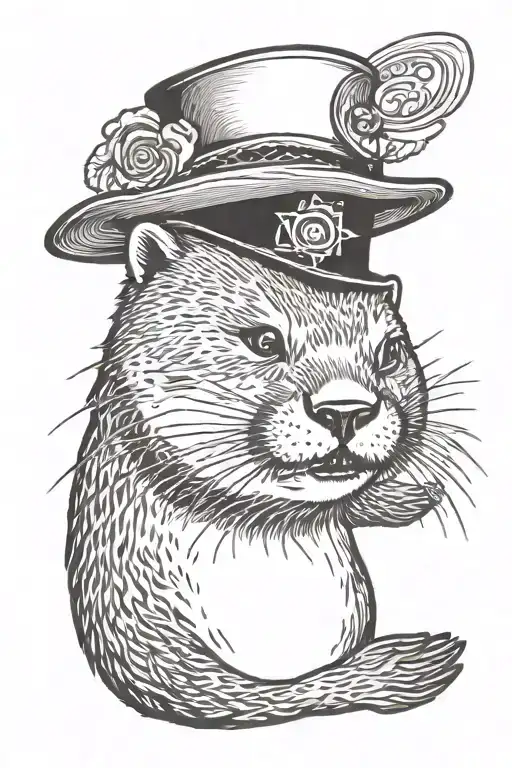 Otter With Hat Waving