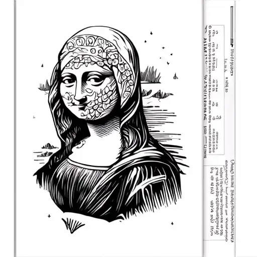Monna Lisa With A Kefia Covering Head