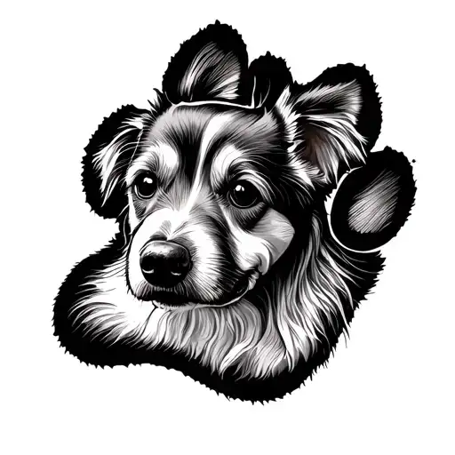 Dog Inside A Paw Print